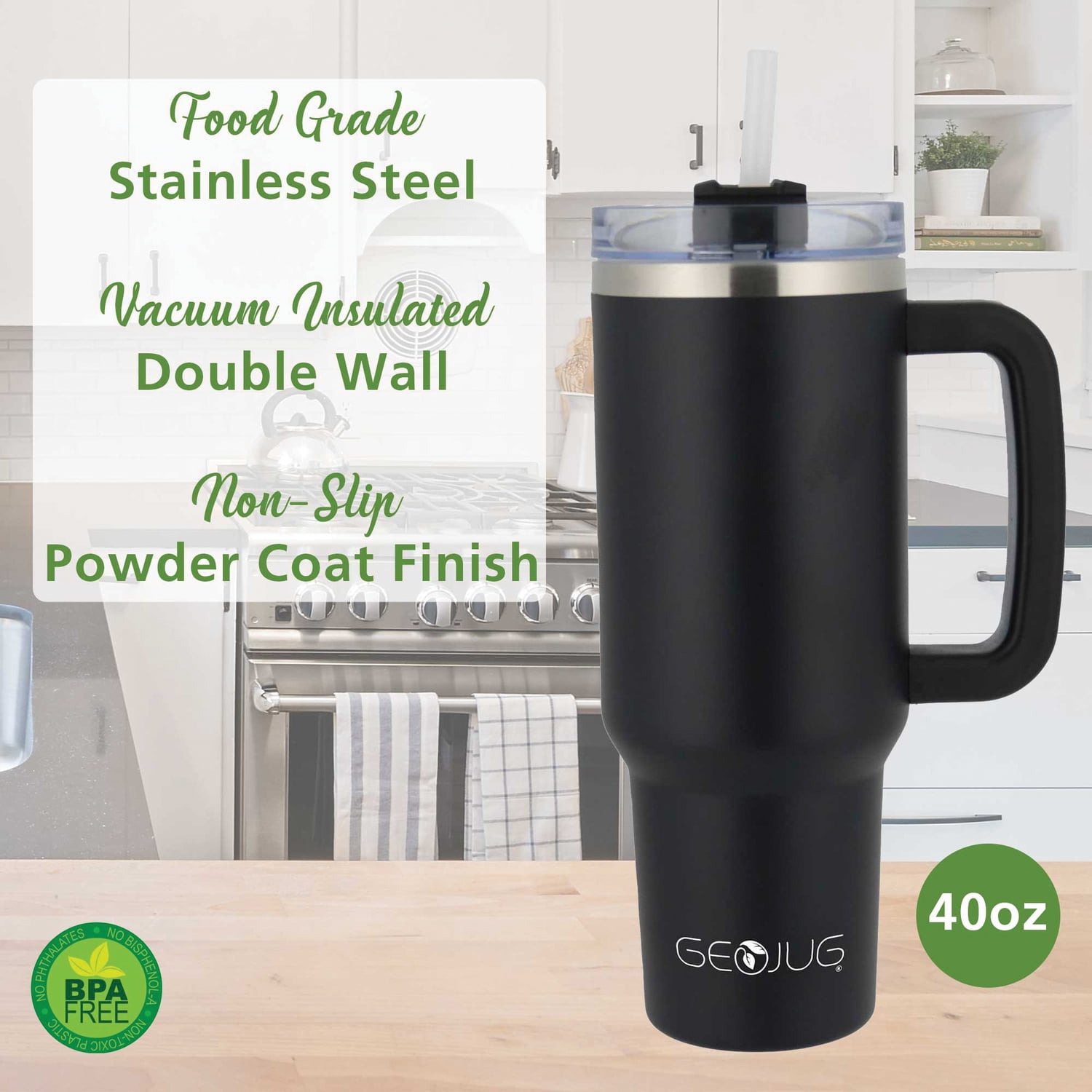 Brentwood Geojug 40-Oz. Insulated Stainless Steel Tumbler Cup with