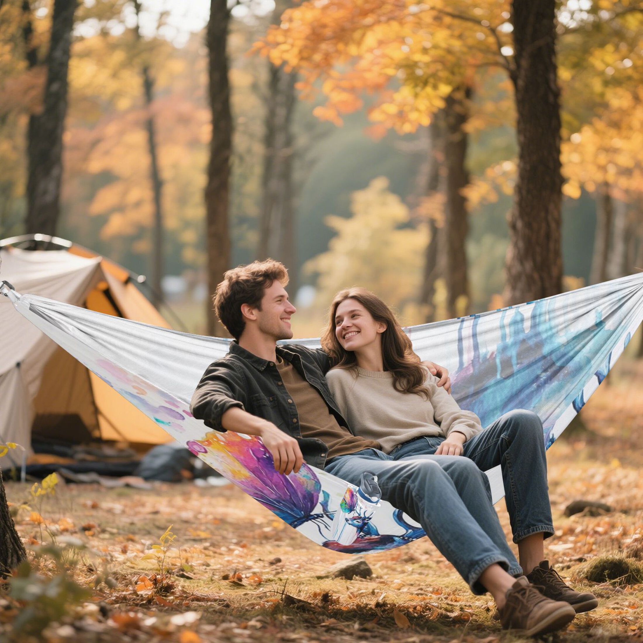 Hammock Camping Hammock Nylon Portable Hammock Travel Camping Hammock Colorful Deer Butterfly Pattern