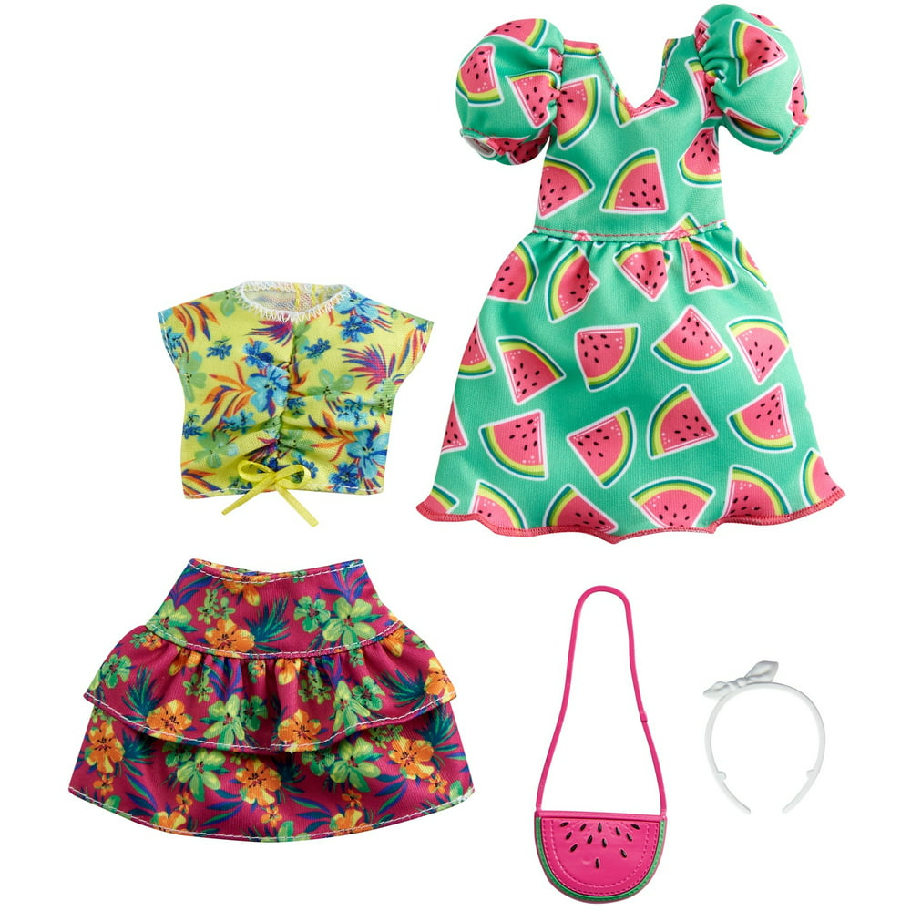 Barbie Fashions 2-Pack Clothing Set for Barbie Doll with Watermelon ...