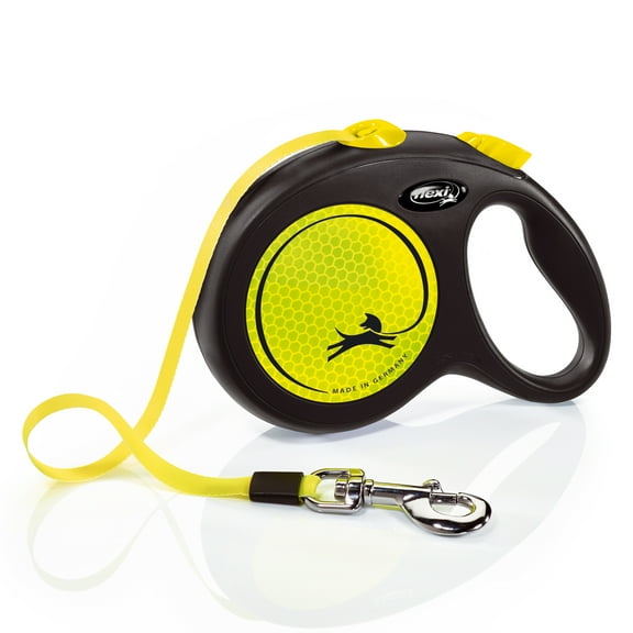 flexi New Neon Tape Retractable Dog Leash, Black/Neon