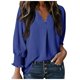 thumbnail image 1 of Vestido camisero holgado informal con cuello en V y mangas cortas para mujer - Mangas largas, estampado floral, mezcla de poliéster - Estilo para todas las estaciones, 1 of 5