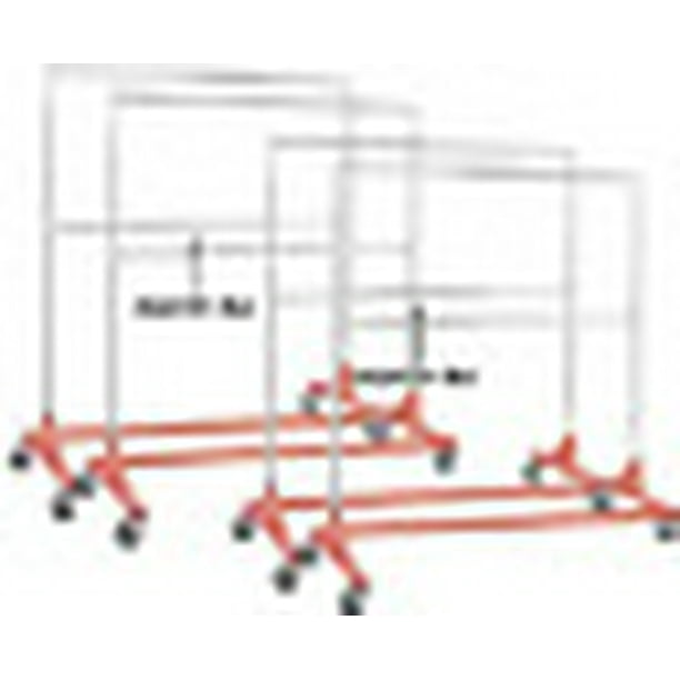 Commercial Grade Double Bar Rolling Z Rack With Nesting Orange Base (SET OF 4)