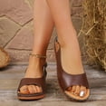 thumbnail image 2 of Rokment Orthopedic Wedges Walking Dressy Sandals for Women Ladies Fashion Casual Leather Open Toe Platform Arch Support Slingback Dress Summer Shoes Comfortable Brown Size 6.5, 2 of 5