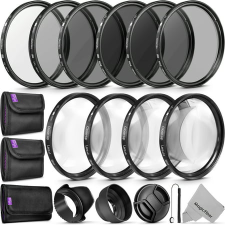 58MM Complete Lens Filter Accessory Kit (UV, CPL, ND4, ND2, ND4, ND8 and Macro Lens Set) for Canon EOS 70D 77D 80D Rebel T7 T7i T6i T6s T6 SL2 SL3 DSLR