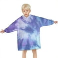 thumbnail image 3 of Purple Blue Tie Dye Pattern Blanket Hoodies for Kids 6-13YR Oversize Wearable Blanket Hoodies for Boys Girls Teens, 3 of 7