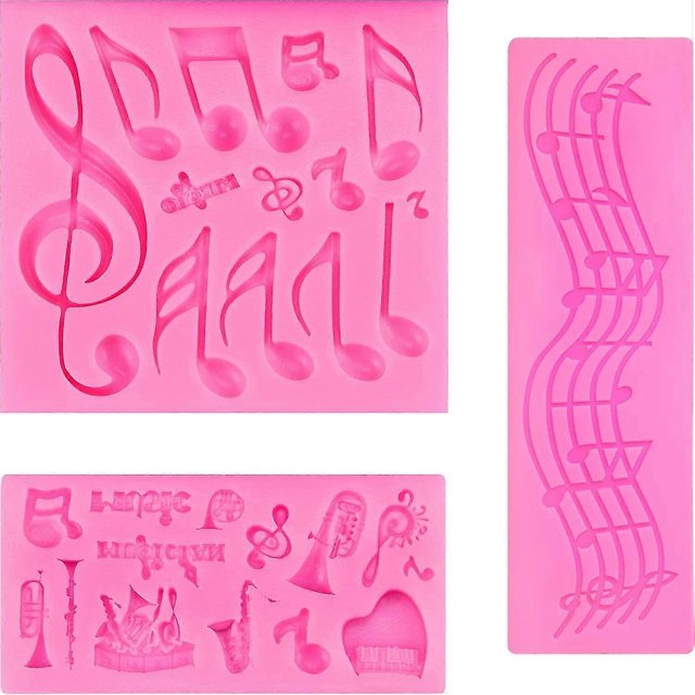 3 Pieces Music Note Fondant Mold Music Note Lace Mat Silicone Musical Candy Mold For Cake Decoration