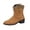 Brown, variant on Willtoo Work Boots For Women Leopard Print Fashionable Short Boots with Belt Buckle Design, Round Toe Low Heel Casual Ankle Boots, Slip-Resistant Durable Comfortable Short Western Boots