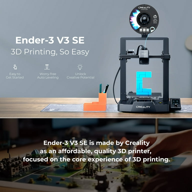 Creality Ender-3 V3 SE 3D Printer with CR Touch Auto Leveling 220*220*250mm  Printing Size and Sprite Direct Extruder Stable Dual Z-axis Ensuring High  Print Quality with 3.2in Color Knob Screen for 