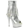 thumbnail image 2 of *6" Heel, 1 3/4" PF Open Toe/Heel Fringe Bootie, Side Zip - Slv Metallic Pu/Slv Matte, 5, 2 of 7