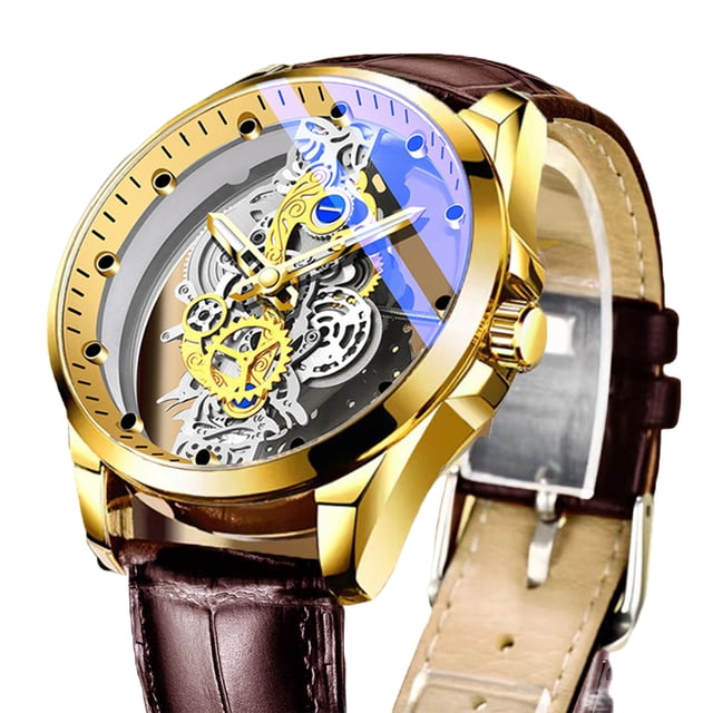 Guardurnaity Reloj de de cuarzo resistente al agua con estilo para hombre, de Metal, para cronometraje preciso, nuevos relojes para hombre Relojes cinturón marrón