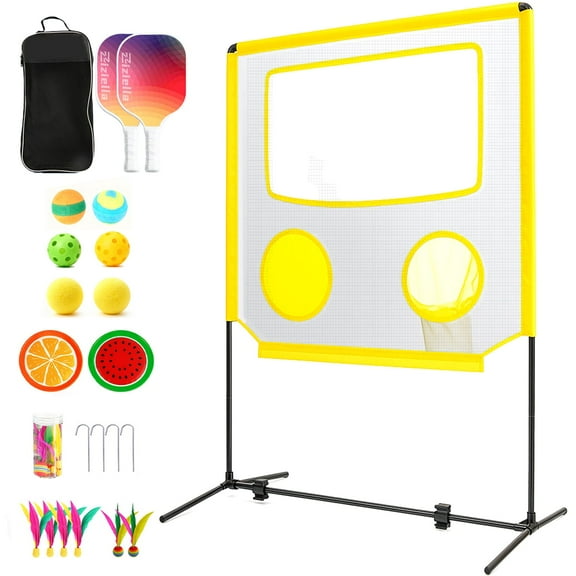 PPXIA Pickleball Rebounder Training Aid, Easy Setup & Storage - Badminton, Tennis and Pickleball Set, Improve Your Forehand, Backhand, Dink, Pickleball Training for Kid/Youth/Adult