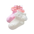 thumbnail image 3 of Infant Baby Girls Ruffle Socks Eyelet Frilly Lace Princess Dress Ankle Socks with Bow, 3 of 3
