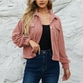 thumbnail image 3 of Chaqueta de Pana para Mujer Chaqueta de Manga Larga con Bolsillos en el Pecho para Otoño e Invierno Chaqueta Informal de un Pecho de Color Puro ANGGREK Otros, 3 of 8