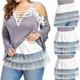 thumbnail image 6 of Eoperou Underskirt Elastic Waist Lace Trim Layered Detachable Tiered Match Tops Perspective Sheer Plus Size Butt Curtain Women Garment, 6 of 8