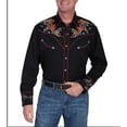 thumbnail image 3 of Camisa estilo occidental retro de mezclilla con cactus para hombre, estilo occidental, informal, para exteriores, calle, uso diario, otoño e invierno, solapa, manga larga, 3 of 5