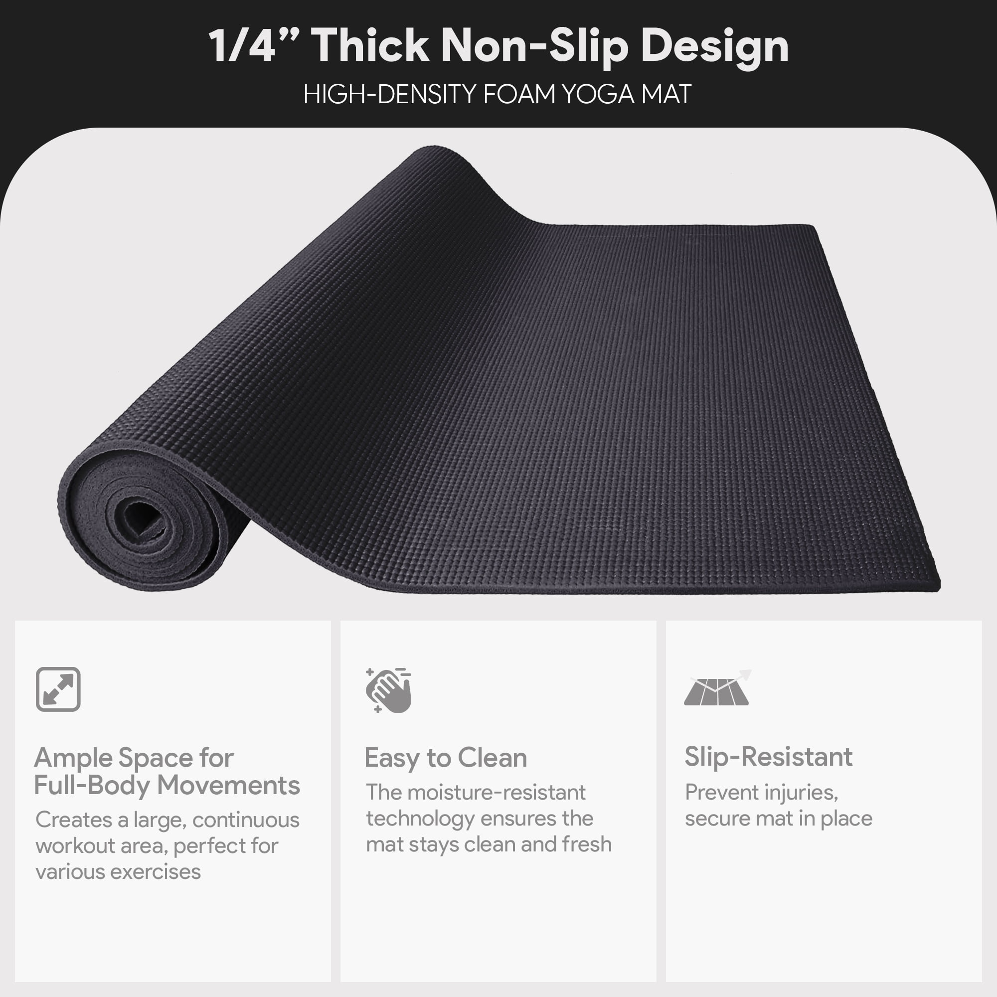 BalanceFrom Balance from 1/4 In. All Purpose High Density Non-Slip Yoga Mat with Carrying Strap