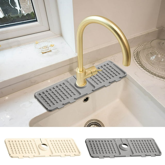 pstuiky Silicone Faucet Splash Guard Pad Extended Version, Thickened & Quick-Dry Non-Slip Kitchen Sink Protector Mat Set of 1 Splashproof Pad for Faucet Base