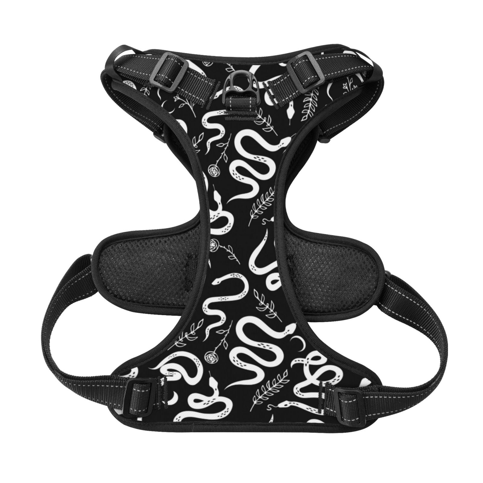 Kdxio Hand Drawn Snake Print No Pull Dog Harness Adjustable Reflective Oxford Easy Control Medium Large Dog Harness for Training and Everyday-Small