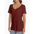 thumbnail image 6 of Women's Lightweight Short Sleeve V-Neck T-Shirt - Loose Fit Casual Summer Top, 6 of 6