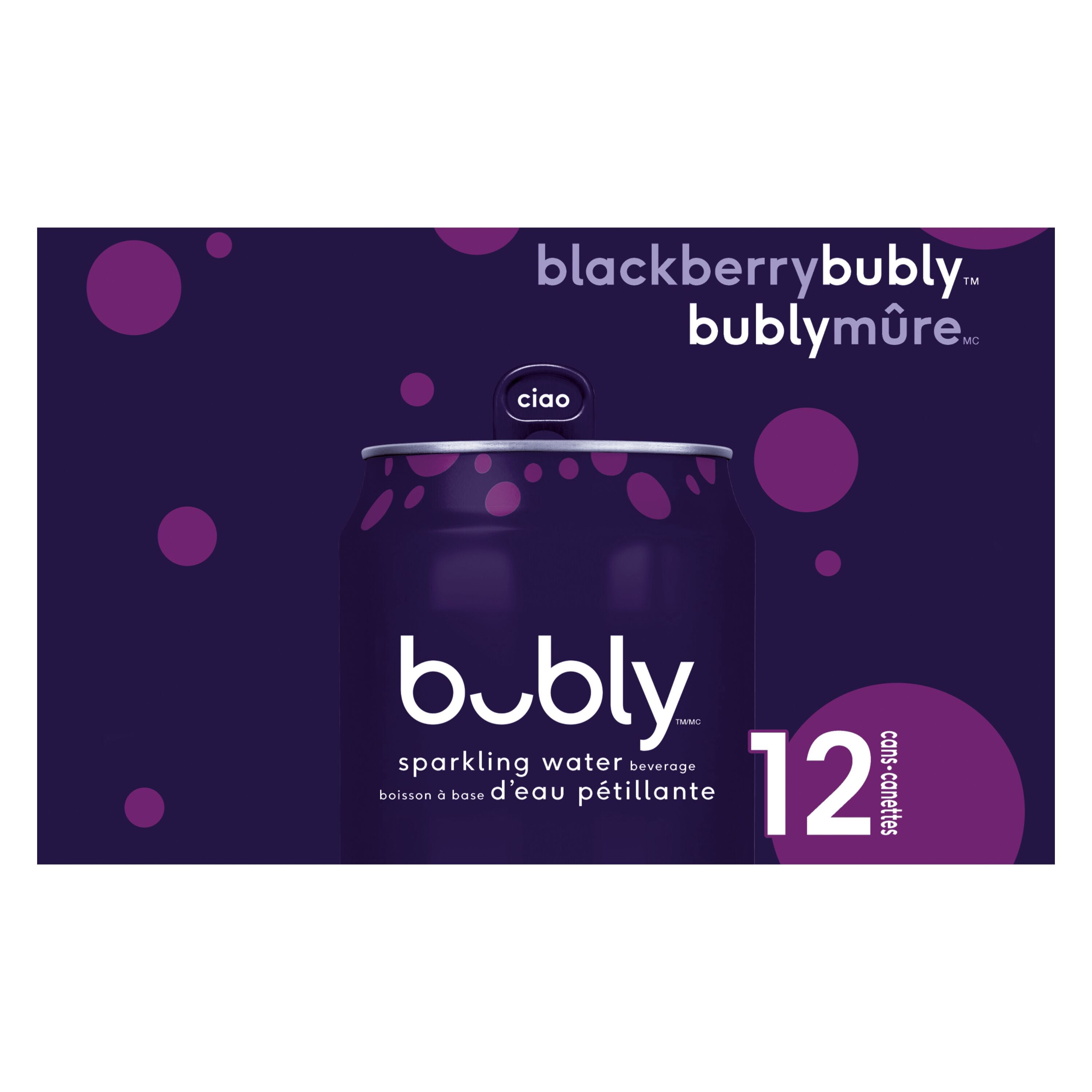 Bubly Blackberry Sparkling Water 12 x 355mL, Cans, 12x355ml