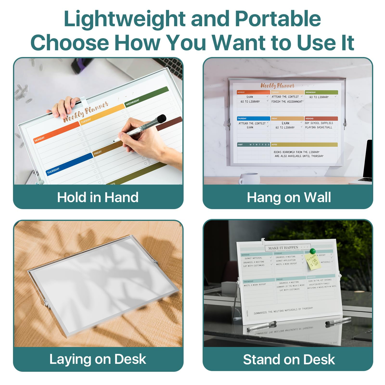 Marsrock Sale 16"×12"Green Desktop Double-Sided Dry Erase Whiteboard with Stand,Great for Home,School& Planning Board