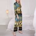 thumbnail image 3 of Salouo 2025 New Year 5 Pattern Women's Pajamas Set Long Sleeve Button Down Sleepwear Soft Pj Lounge Sets for women 2 Piece Pjs Set with Long Pants-Small, 3 of 7