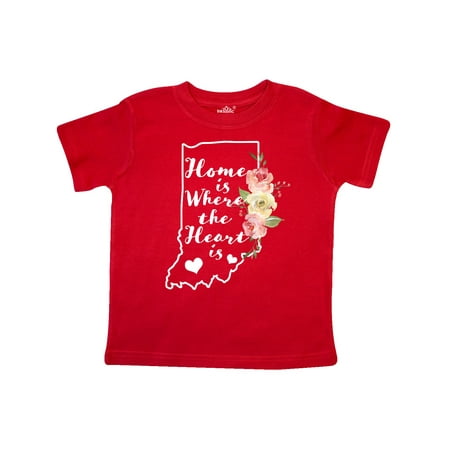 

Inktastic Indiana Home is Where the Heart is with Watercolor Floral Gift Toddler Boy or Toddler Girl T-Shirt