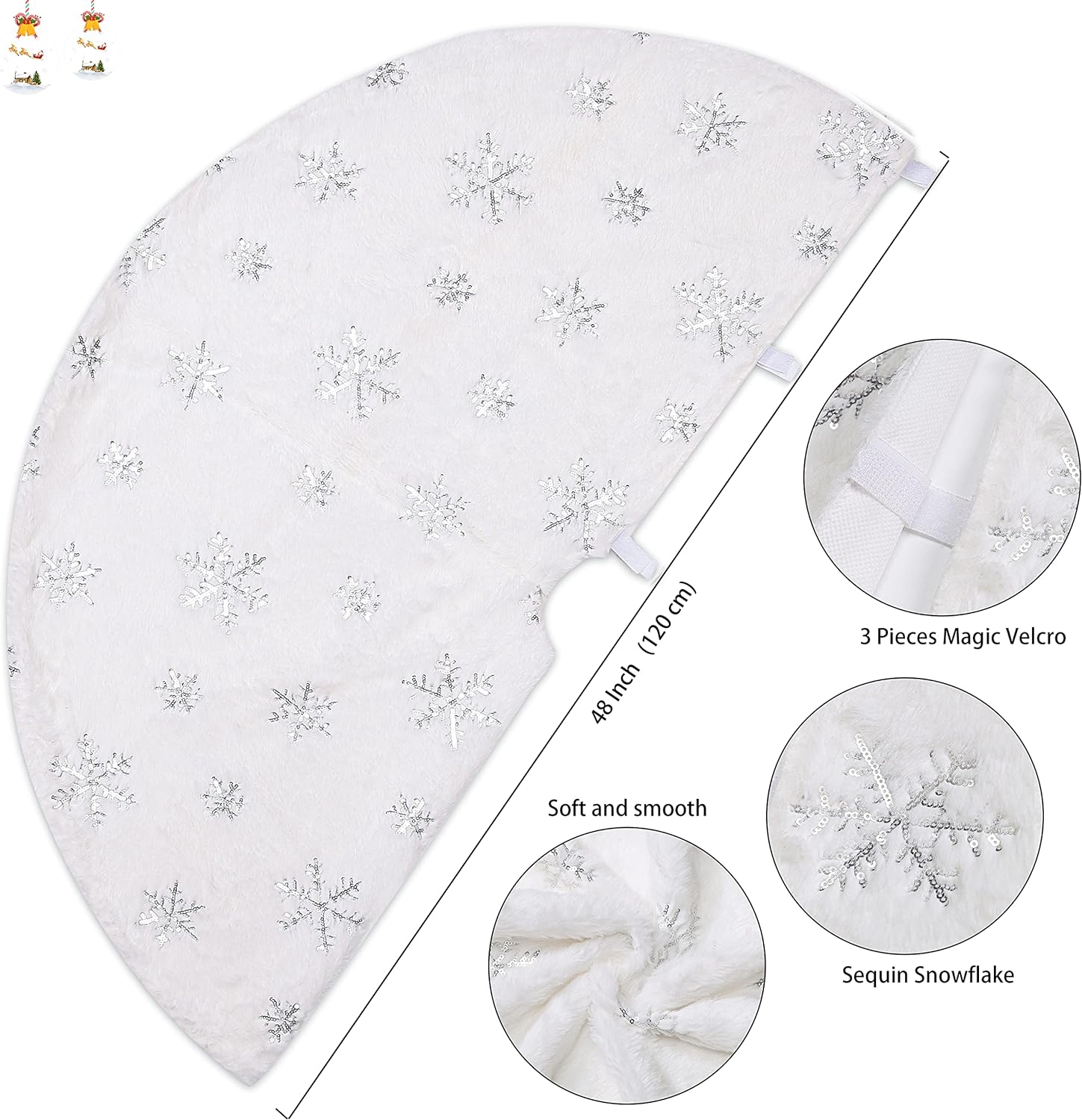 Ayieyill 48-Inch White Faux Fur Christmas Tree Skirt photo 2