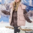 thumbnail image 7 of Puffer Vest for Teen Girl Detachable Hood Sleeveless Padded Gilet Zip Snap Cargo Flap Pockets Adjustable Waist Warm Winter Outerwear Waistcoat, 7 of 7