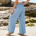 thumbnail image 6 of WAYUTE Girls Wide Leg Pants Loose Fit Pure Color Floral Print Beach Trousers with Pockets Soft for Toddler Kids Vacation Outfits, 6 of 7
