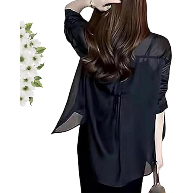 Visulong, Camisa Visulong, Camisa de gasa con protección solar de verano, Camisas de protección solar de manga larga, Protección solar de manga larga