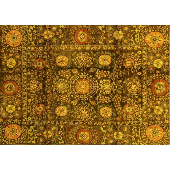Ahgly Company Indoor Rectangle Oriental Yellow Traditional Area Rugs, 5' x 8'