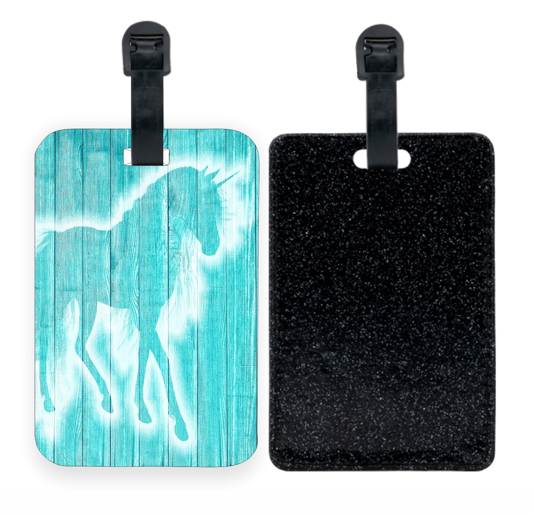 Black Glitter Luggage Tag Identifier Luggage Tag Unicorn Blue