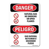 OSHA Danger Sign - Natural Gas No Smoking Bilingual | Plastic Sign | Protect Your Business, Construction Site, Warehouse & Shop Area |  Made in The USA