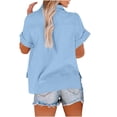 thumbnail image 4 of Womens Summer Tops Short Sleeve Shirts V Neck Tshirts Loose Casual Tunic Blouses Criss Cross Tees, 4 of 7