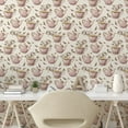 thumbnail image 2 of Ambesonne Floral Peel & Stick Wallpaper for Home, Teapots Cups Flowers Vintage, 13"x100", Dried Rose Umber Fawn, 2 of 5