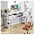 thumbnail image 2 of KriKac 55 inch Computer Office Desk with USB Charging Port Power Outlet and Keyboard Tray, Writing Desk with 2 Drawers and Monitor CPU Stand and Removable Shelf for Storage, White, 2 of 7
