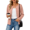 thumbnail image 4 of Yigetop Women's Soft V Neck Button down Knit Cardigan Long Sleeve Lightweight Sweater Loose Fit Comfy Soft Casual Daily Wear Versatile Layering Tops Light Pink A, 4 of 4