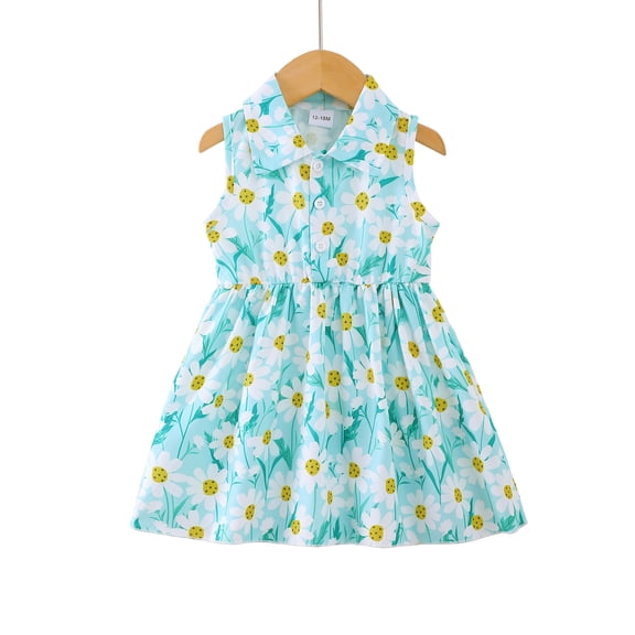 Baby Girls Clothes Toddler Girls Floral Dress 18 Months Girls Summer Dress 24 Months Girls Sundress Sleeveless Dress Green