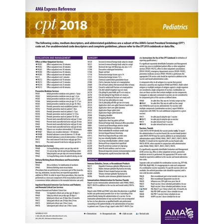 CPT 2018 Express Reference Card: Pediatrics -