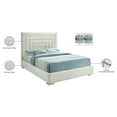 thumbnail image 4 of Pemberly Row Cream Velvet Queen Bed with Gold/Chrome Legs Included, 4 of 12