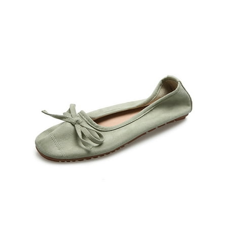 

Rotosw Women Flat Shoes Slip On Ballet Flats Bowknot Loafers Cozy Comfort Dress Shoe Party Fashion Light Green 8