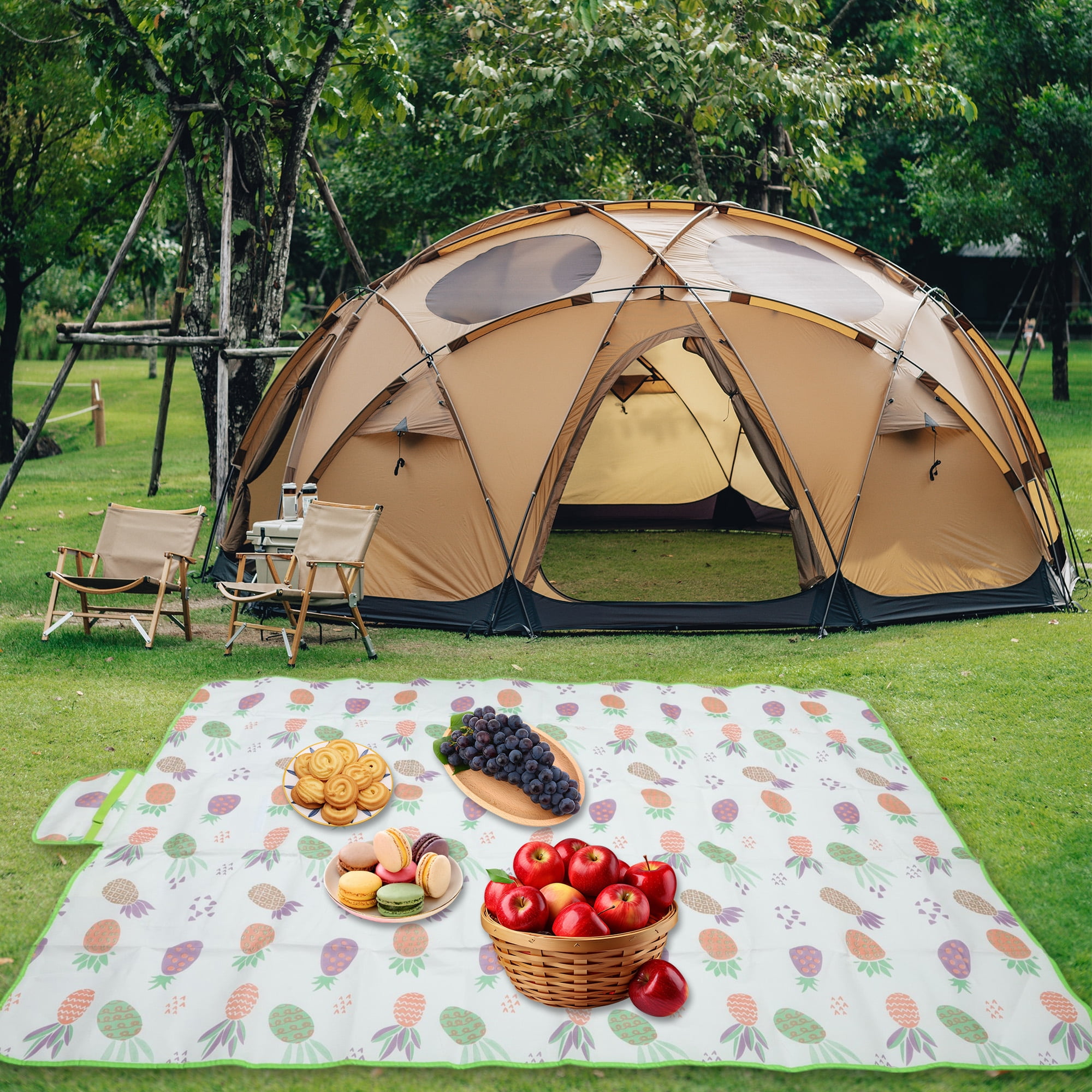 Unique Bargains Picnic Blanket Beach Mat Lightweight with Handle Multicolor 150cmx200cm