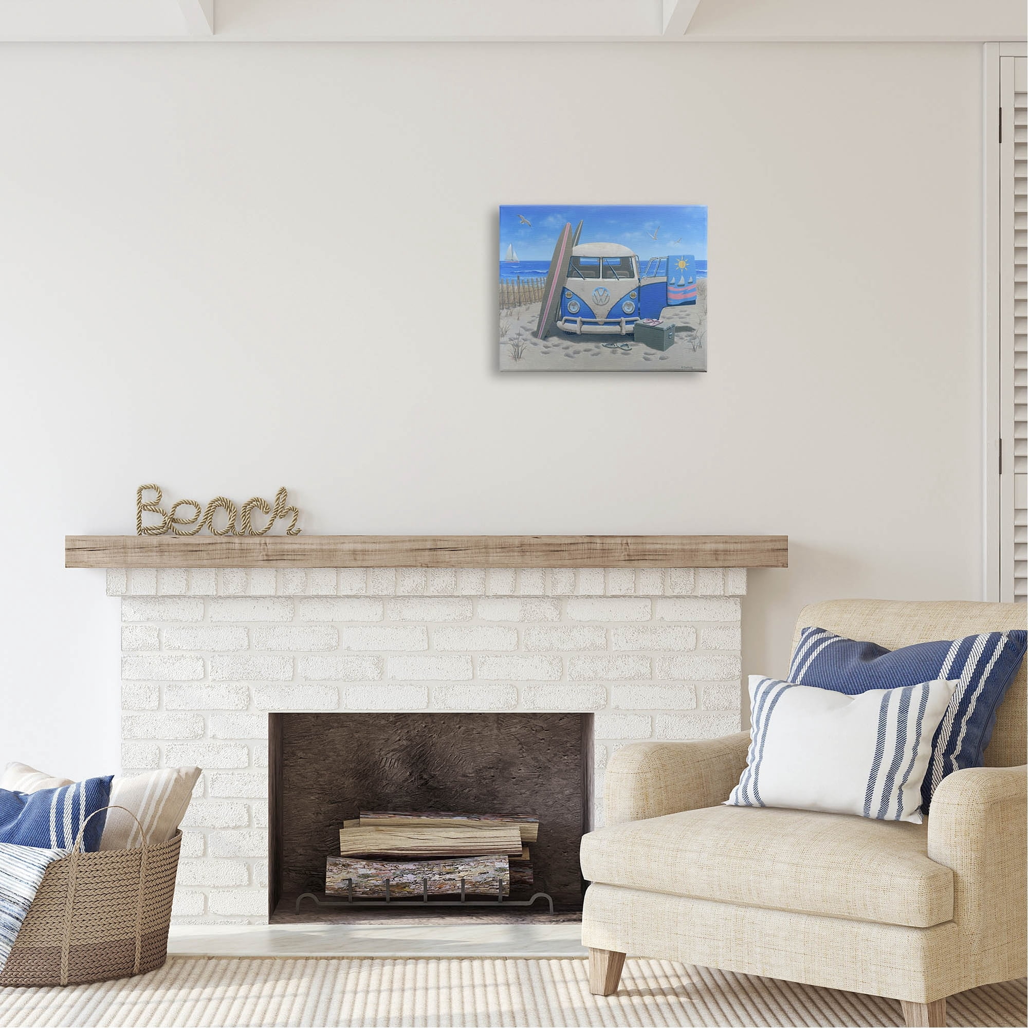 Stupell Industries Tropical Summer Beach Van Coastal Painting Gallery Wrapped Canvas Print Wall Art
