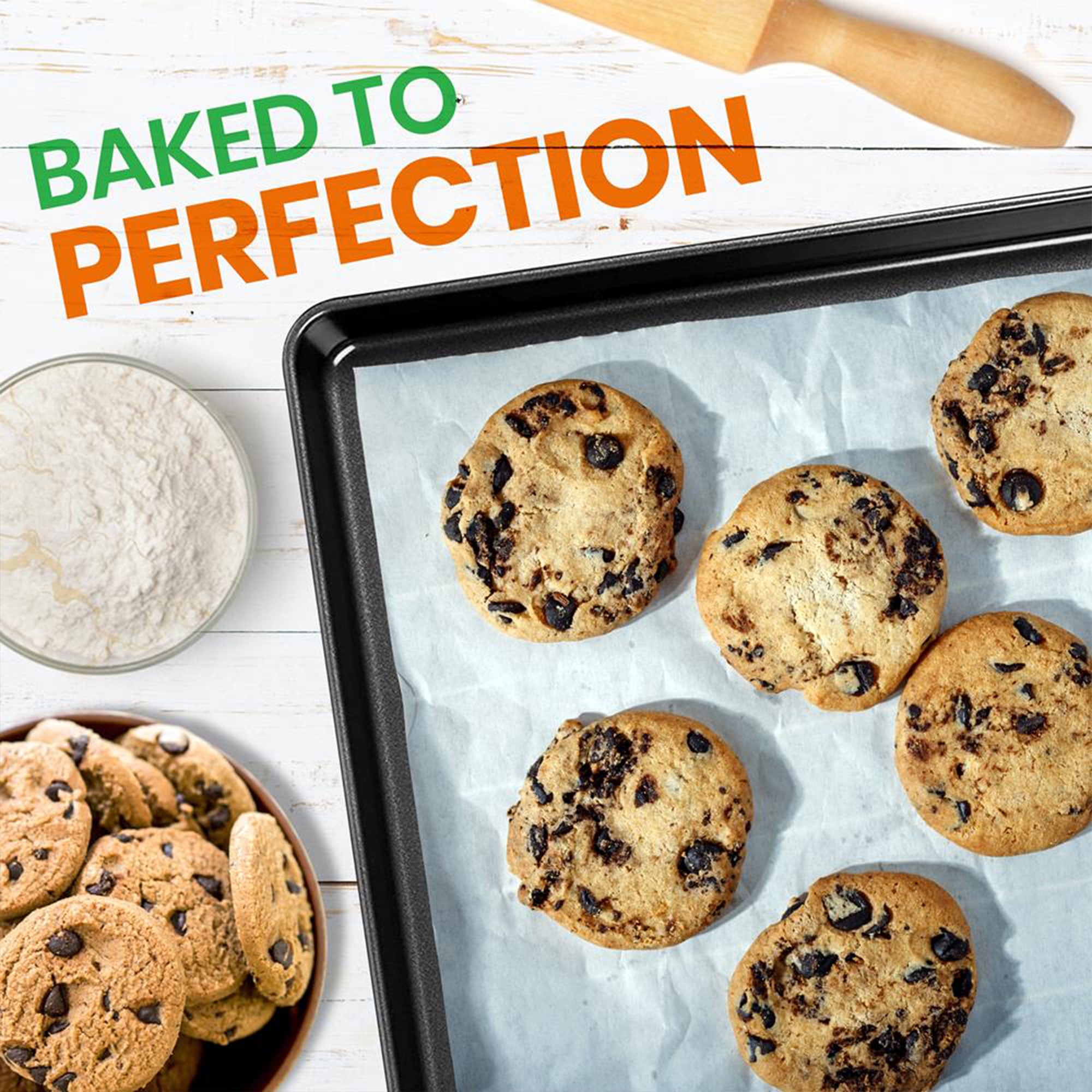 NutriChef Extra Large Nonstick Rimmed Cookie and Baking Sheets, Set of 2