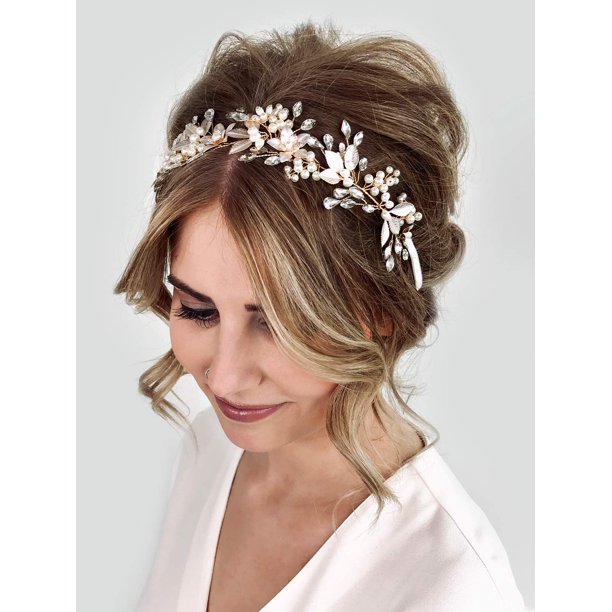 Handmade Rhinestone Wedding Headband Flower-Leaf Bridal  display picture 2
