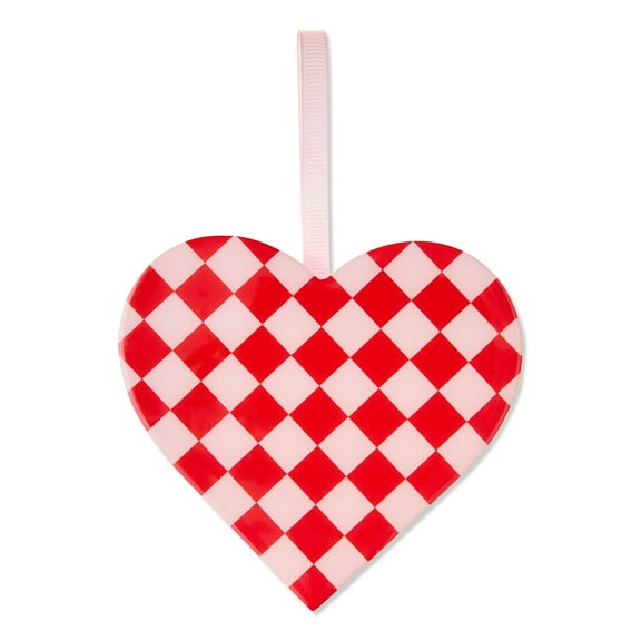 Checkered Heart Hanging Decoration, Red and Pink, 6.5", Valentine's Day by Way To Celebrate
