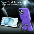 thumbnail image 5 of Decase for iPhone 15 Plus with  Built-in Ring Holder Stand Case,Military Grade Shockproof Protective,Slim Rugged Anti-Scratch Non-Slip Hard Phone Cover Case for iPhone 15 Plus,Purple, 5 of 9