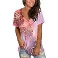 thumbnail image 1 of Blusa de manga corta con cuello en V informal para mujer a la moda, camisetas de verano Pompotops  hkajfhjk463544, 1 of 5