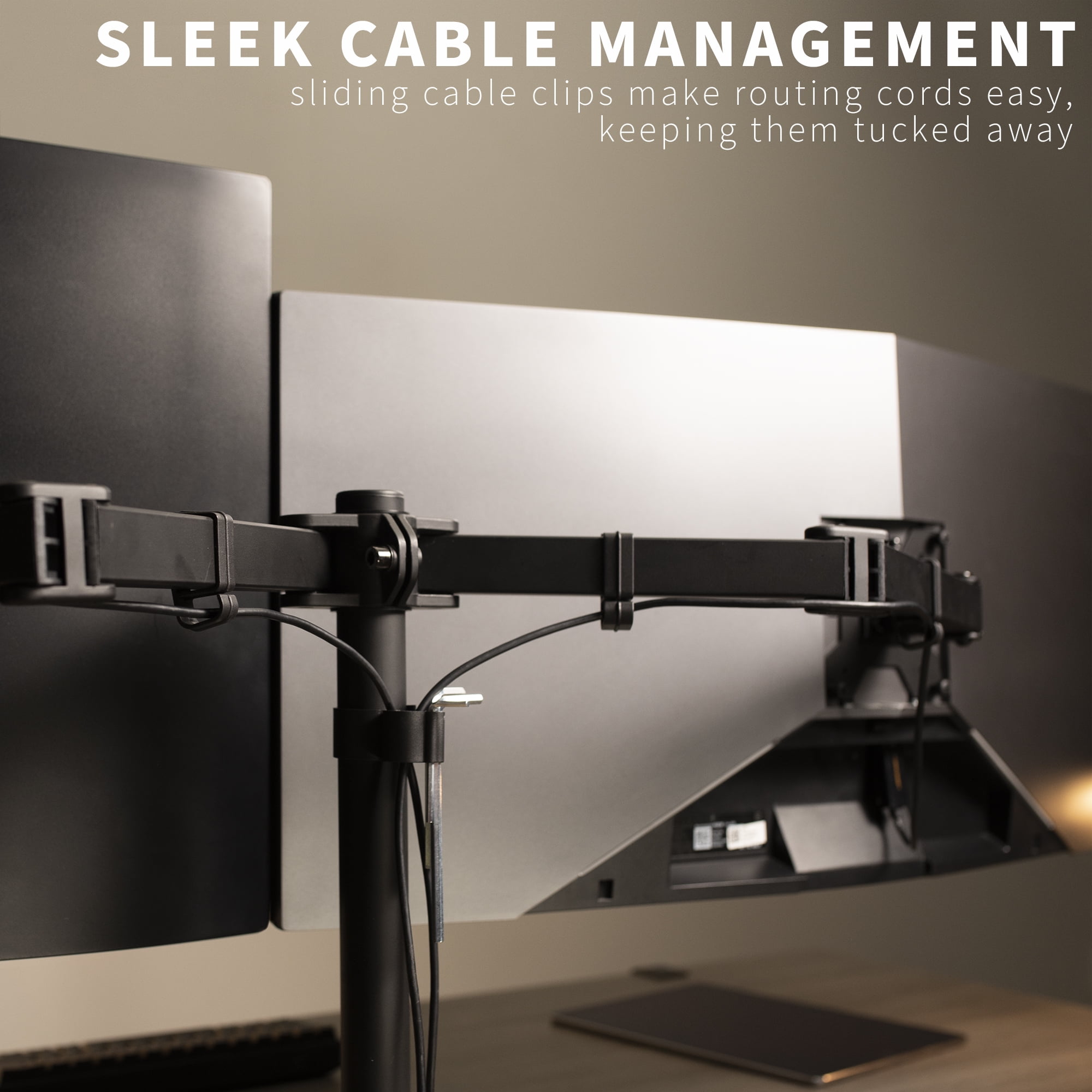 VIVO Full Motion Dual VESA Monitor Desk Mount Double Arm Joint Screens up to 34"